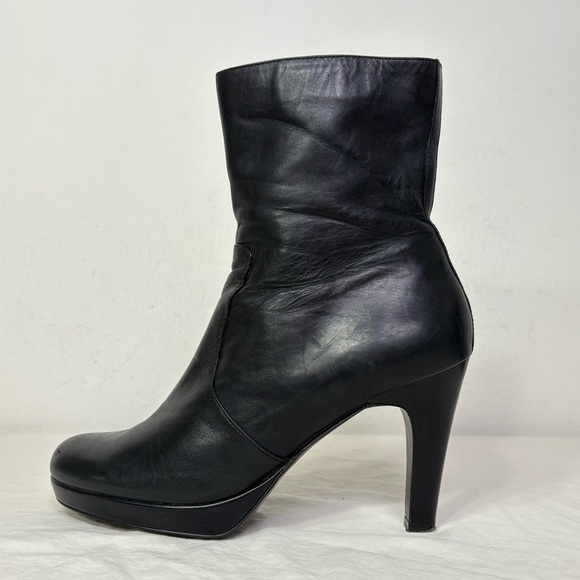 Nine & Co Vintage 90s Y2K Genuine Leather Platform Heeled Boots Booties 8.5 - Picture 7 of 16